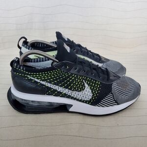 Nike Womens Air Max Flyknit Racer Black White Yellow Shoes DM9073-002 Size 9.5